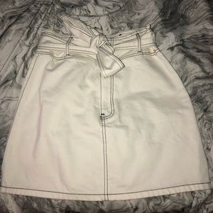 White denim tie skirt
